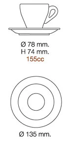 Nuova Point - Cappuccino Cups and Saucers, Black, set of 6 - Image 3